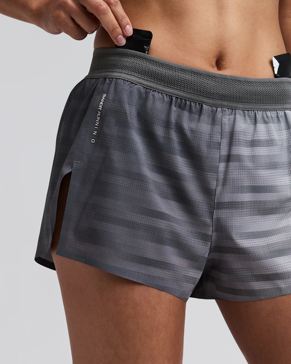 Bandit Women's CoolGrid™ 3" Split Shorts - Plaster / Slate
