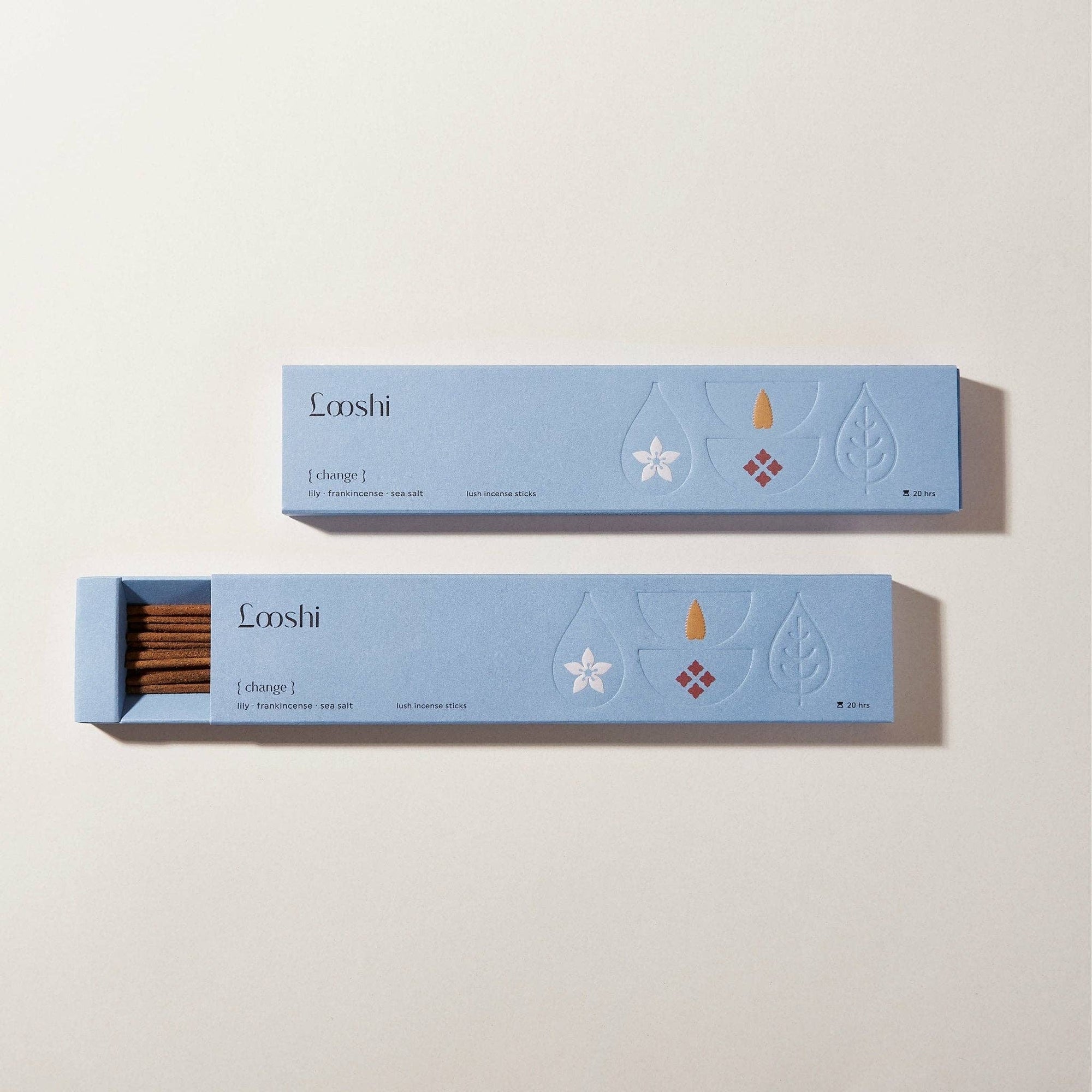 Looshi CHANGE Natural Incense Sticks with Lily, Frankincense, Sea Salt