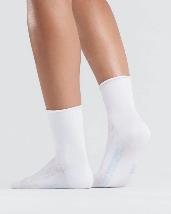 Bandit Lite Run™ Ribbed Quarter Sock - White with Pavilion Blue (2 Pack)