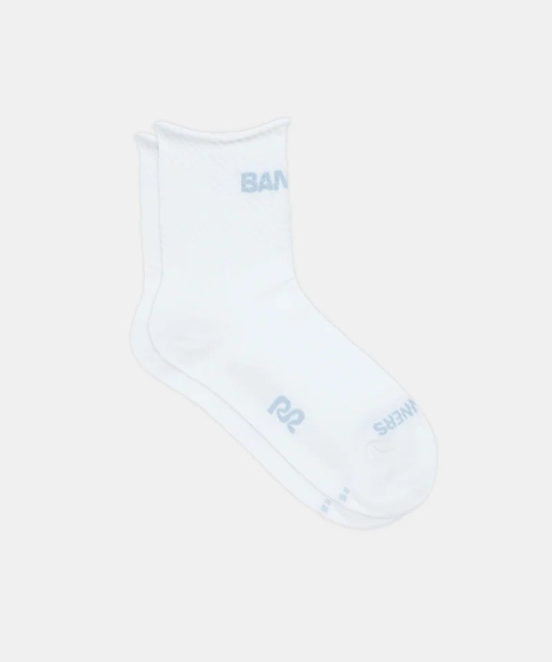 Bandit Lite Run™ Ribbed Quarter Sock - White with Pavilion Blue (2 Pack)