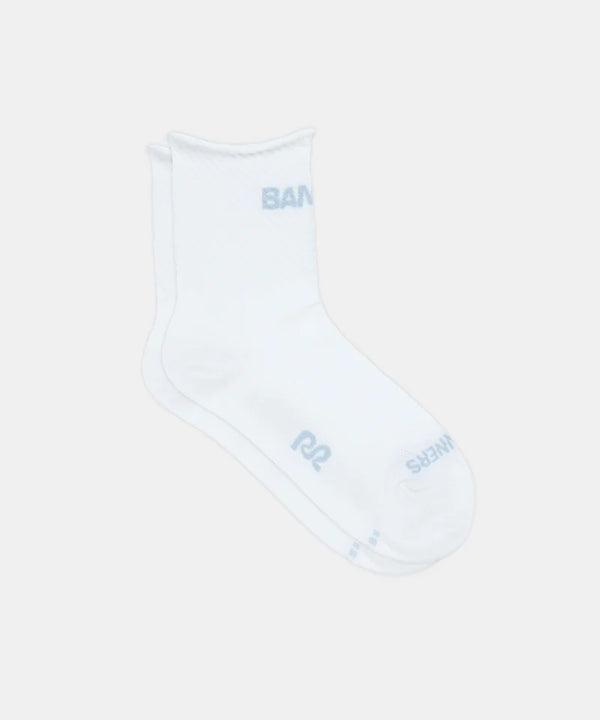 Bandit Lite Run™ Ribbed Quarter Sock - White with Pavilion Blue (2 Pack)