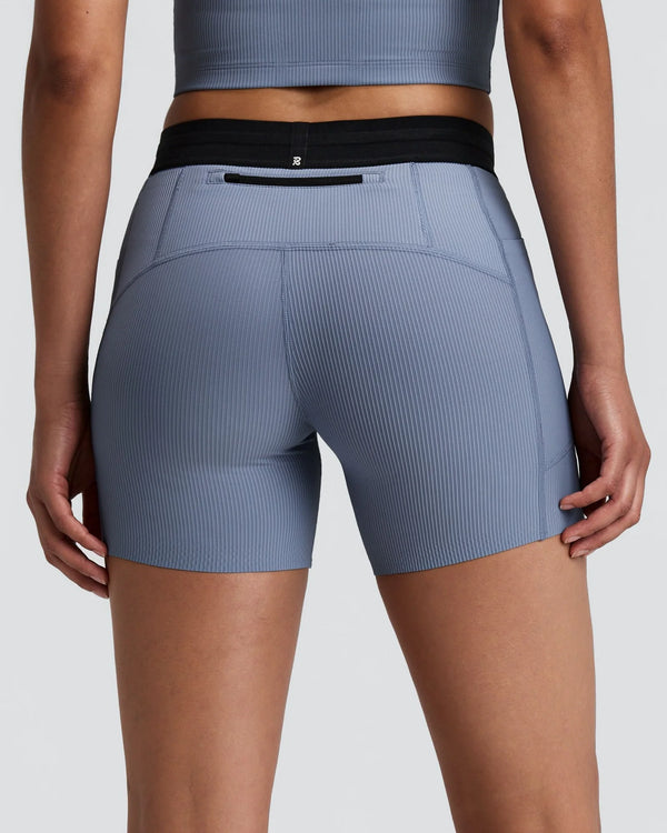 Bandit Women's Striped Cadence™ 5" Compression Shorts - Pavilion Blue / Steel Horizon