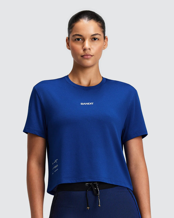 Bandit Women's Micromesh™ Cropped Run Tee - Bauhaus Blue