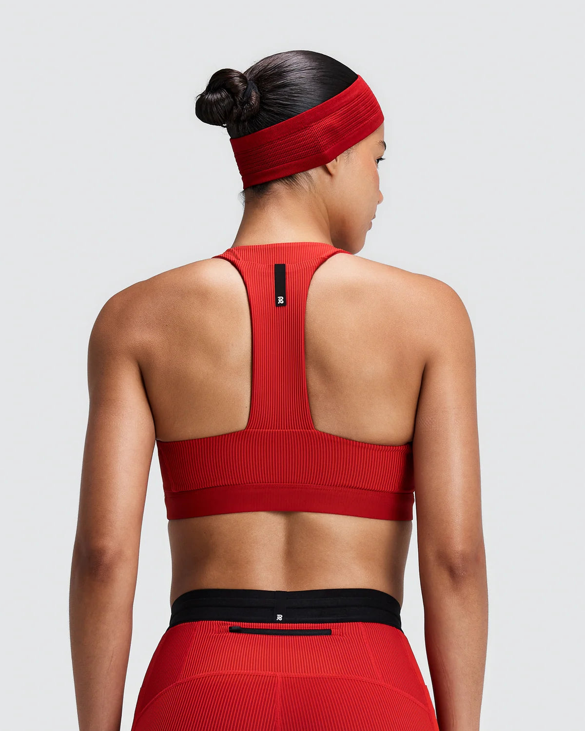 Women's Striped Cadence™ Scoop Neck T-Back Run Bra - Oxide Red / Signal Red