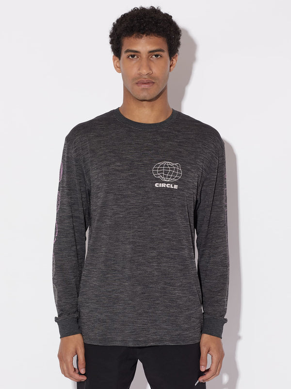 Circle Long Sleeve Graphic Technical Tee - Slate Black