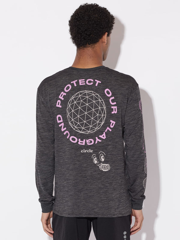 Circle Long Sleeve Graphic Technical Tee - Slate Black