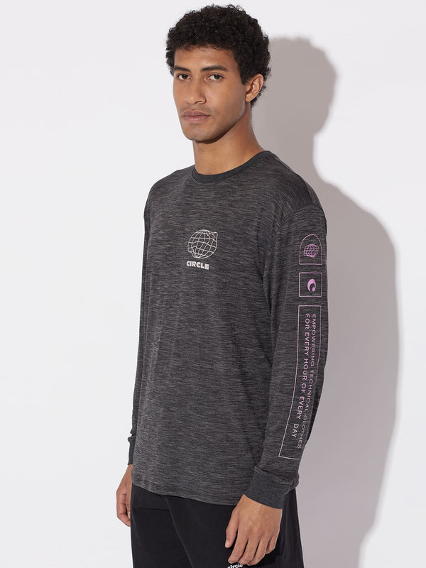 Circle Long Sleeve Graphic Technical Tee - Slate Black