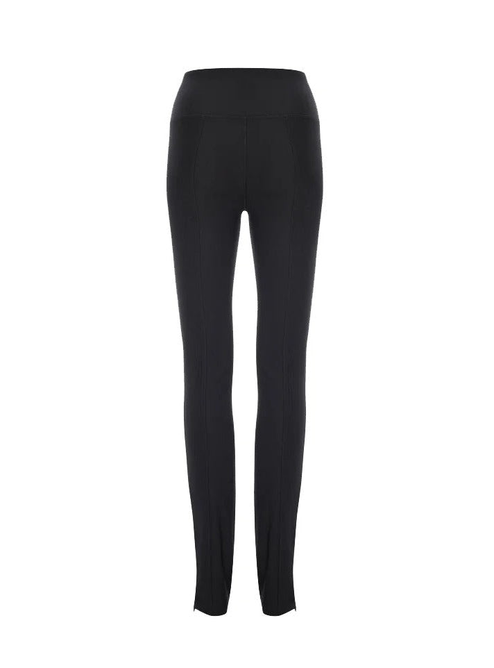 Pruzan Zip Flare Ribbed Leggings - Black
