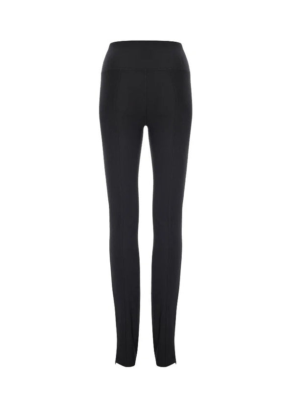 Pruzan Zip Flare Ribbed Leggings - Black