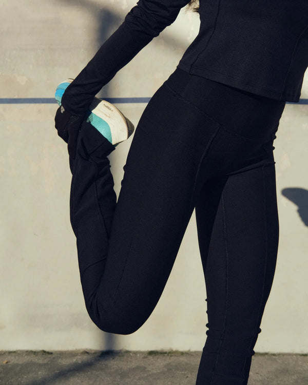 Pruzan Zip Flare Ribbed Leggings - Black