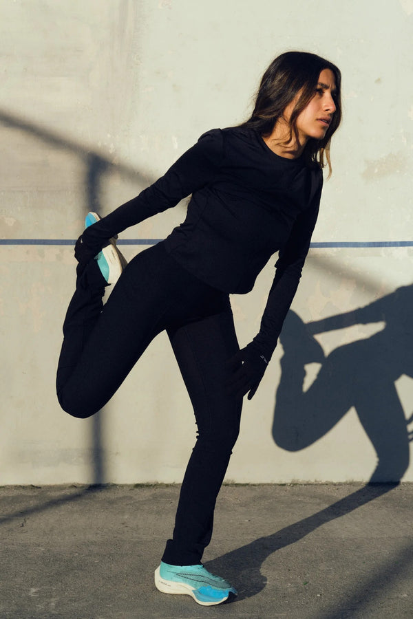 Pruzan Zip Flare Ribbed Leggings - Black
