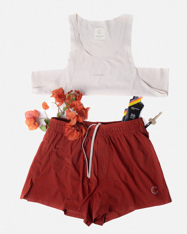 Currently Running - Pro 3” Unisex Split Short - Red Fade