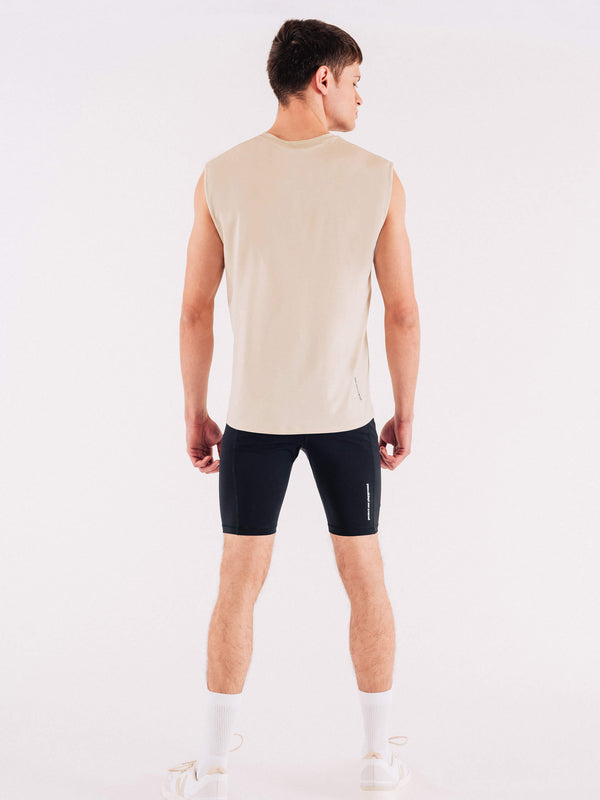 Circle Men's Muscle Tee Sleeveless Top - Sand