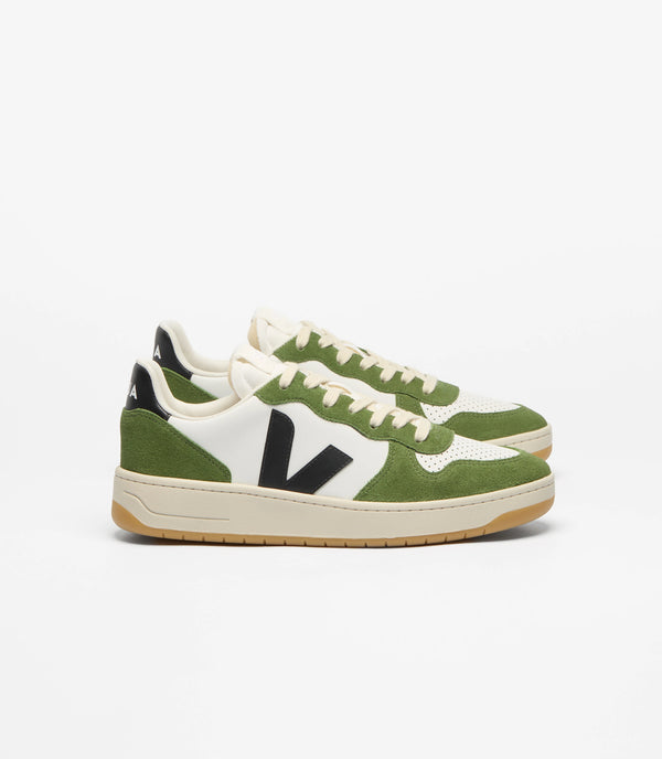 VEJA V-10 Leather White Black Militar