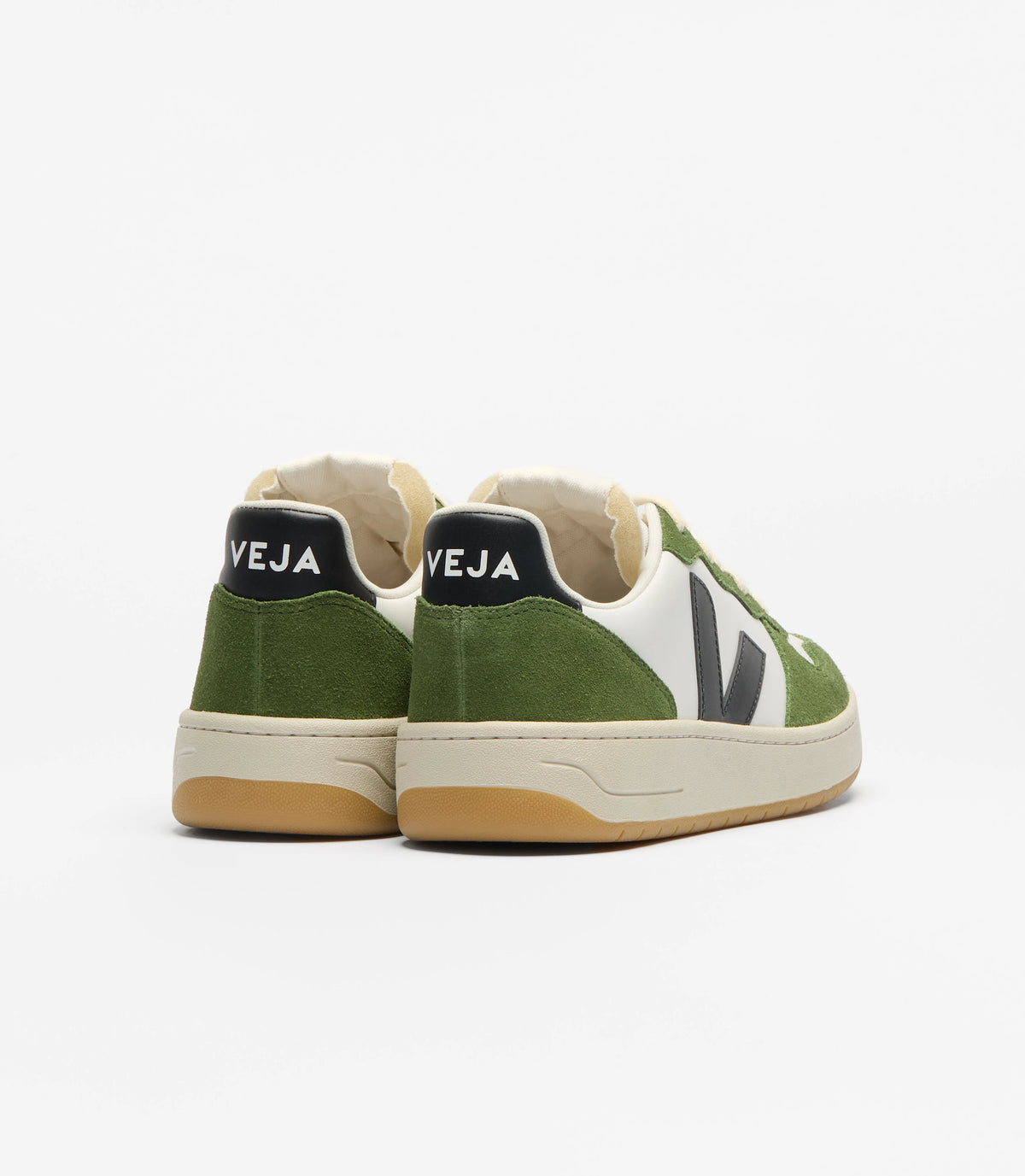 VEJA V-10 Leather White Black Militar