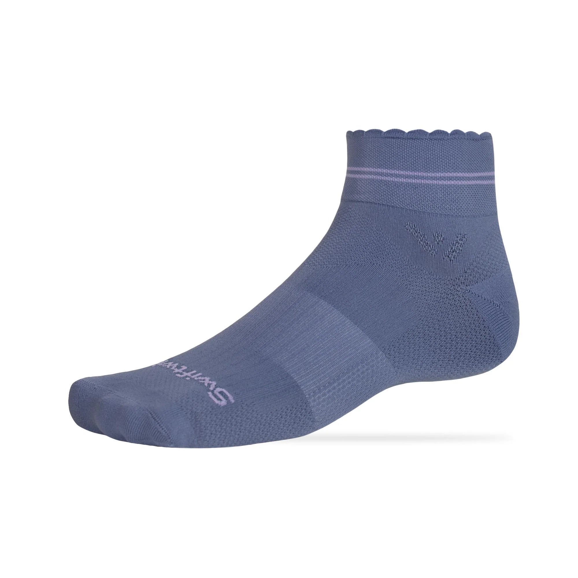 Swiftwick Vision Quarter Crew - Scalloped Periwinkle Blue